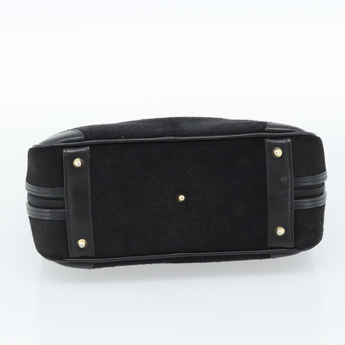 GUCCI Hand Bag Suede Black Gold 000 39 0030 Auth bs35502