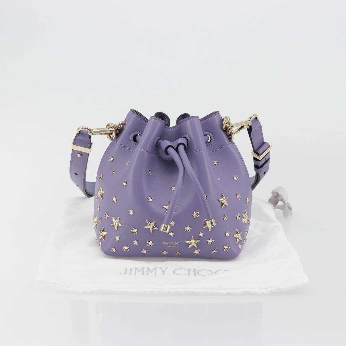 Jimmy Choo Purse Shoulder Bag Leather 2way Purple Gold Auth bs35503A
