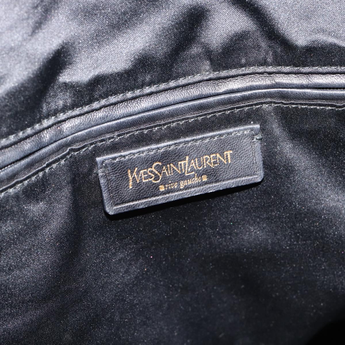 SAINT LAURENT Tote Bag Patent Leather Black Gold Auth bs35505