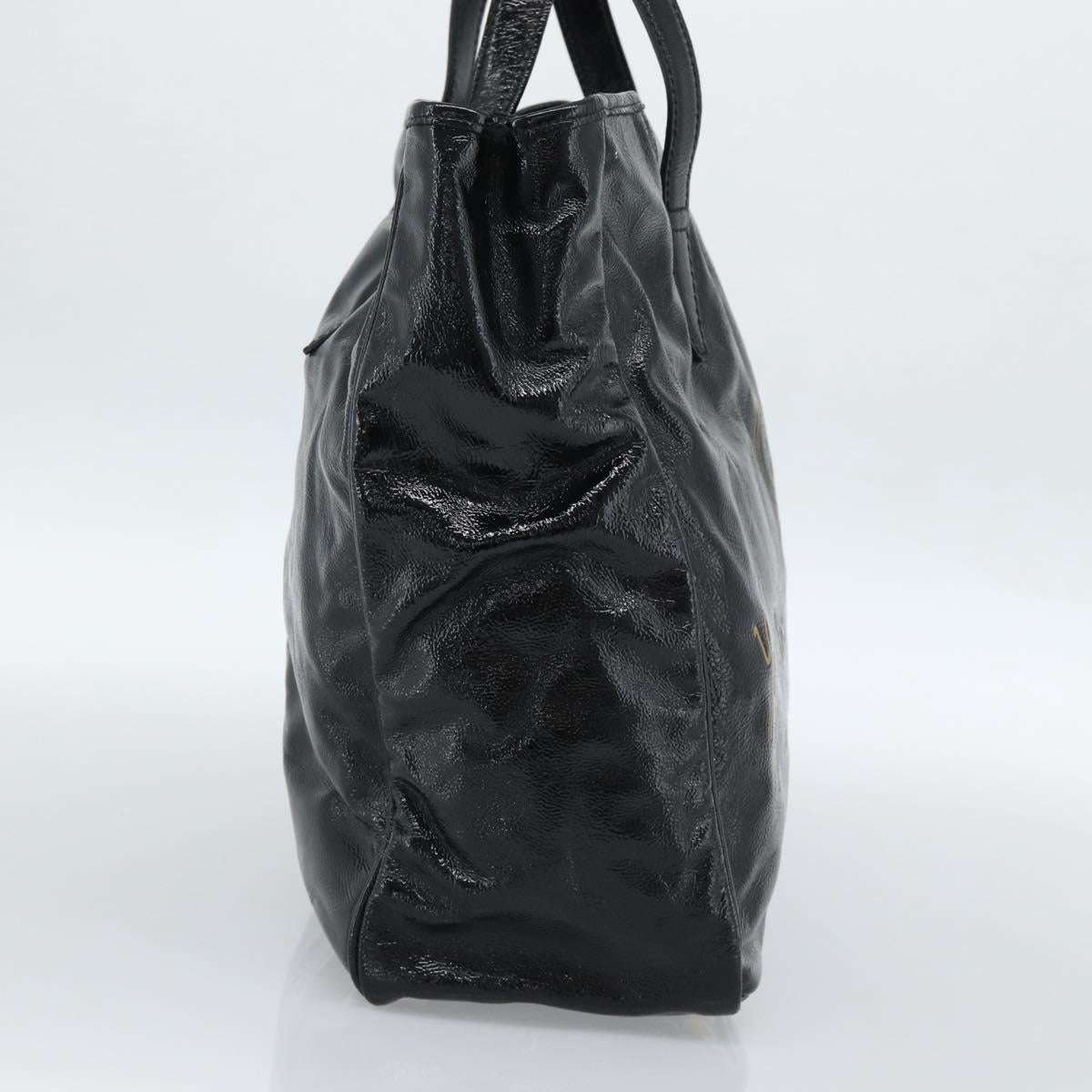 SAINT LAURENT Tote Bag Patent Leather Black Gold Auth bs35505