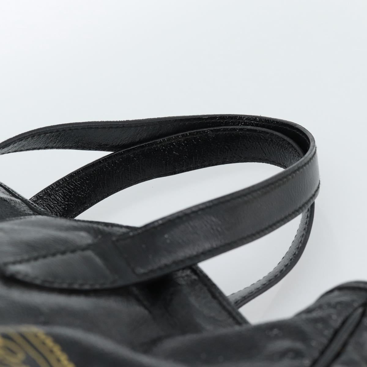 SAINT LAURENT Tote Bag Patent Leather Black Gold Auth bs35505