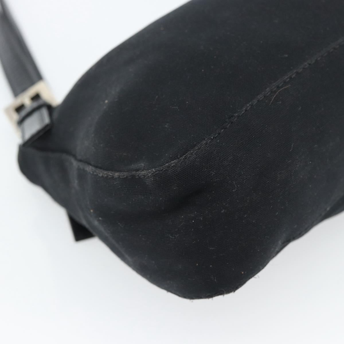 FENDI Mamma Baguette Shoulder Bag Cotton Jersey Black Silver Auth bs35506