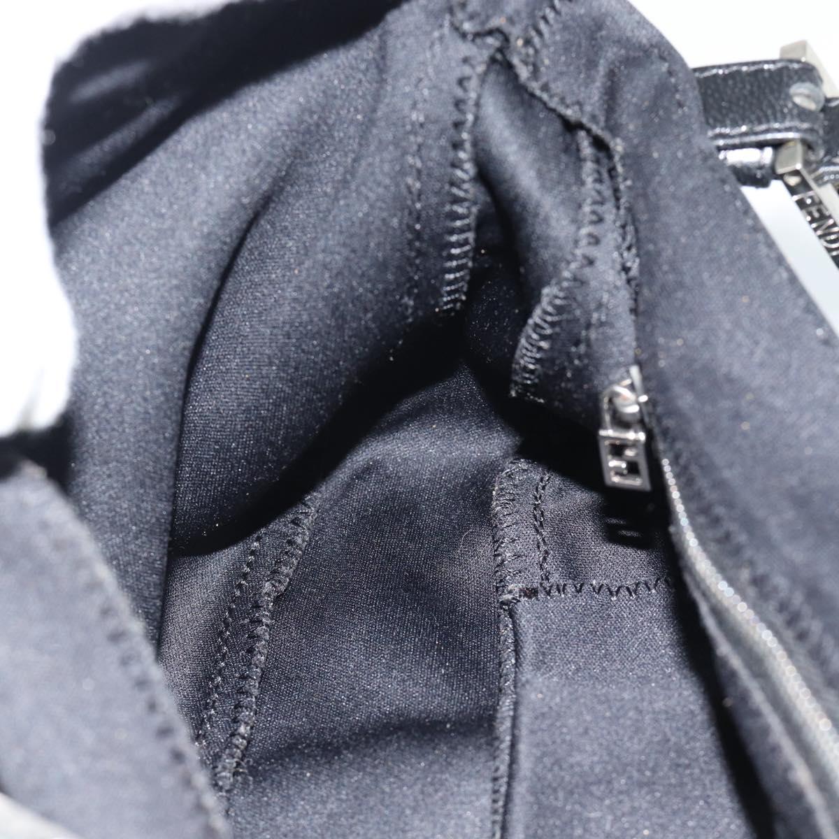 FENDI Mamma Baguette Shoulder Bag Cotton Jersey Black Silver Auth bs35506