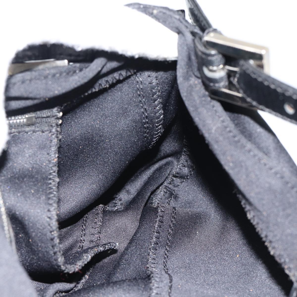 FENDI Mamma Baguette Shoulder Bag Cotton Jersey Black Silver Auth bs35506