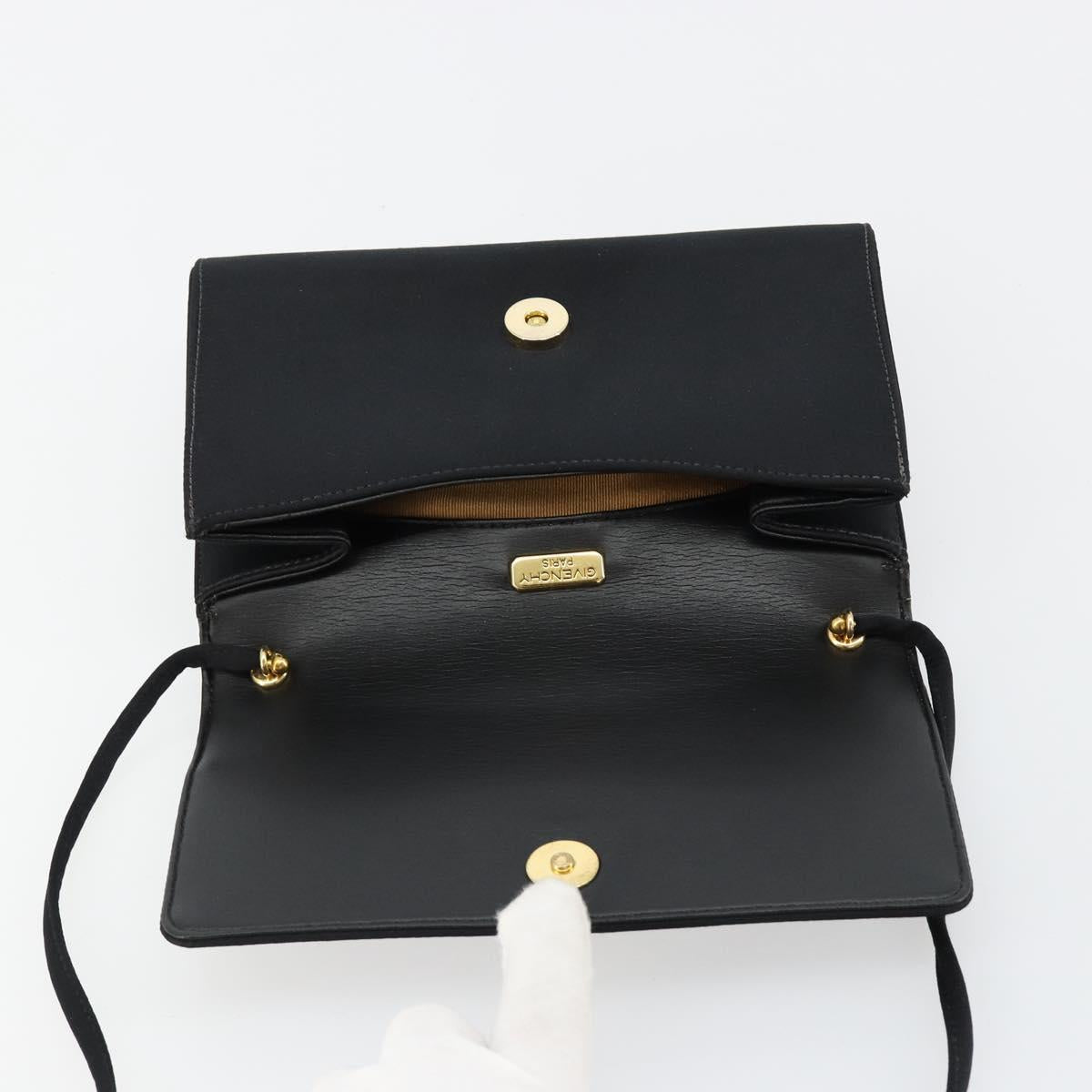 GIVENCHY Shoulder Bag Canvas Black Gold Auth bs35507
