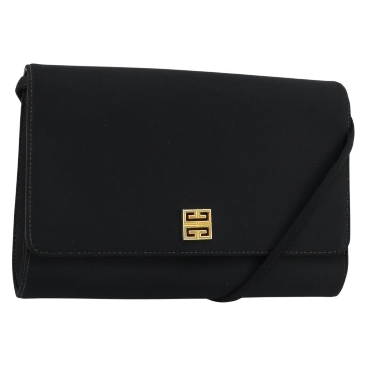 GIVENCHY Shoulder Bag Canvas Black Gold Auth bs35507