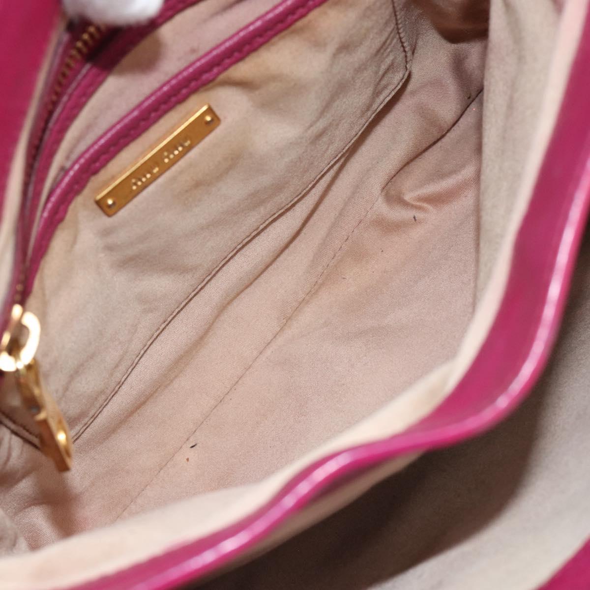 Miu Miu Madras Hand Bag Leather 2way Pink Gold Auth bs35509