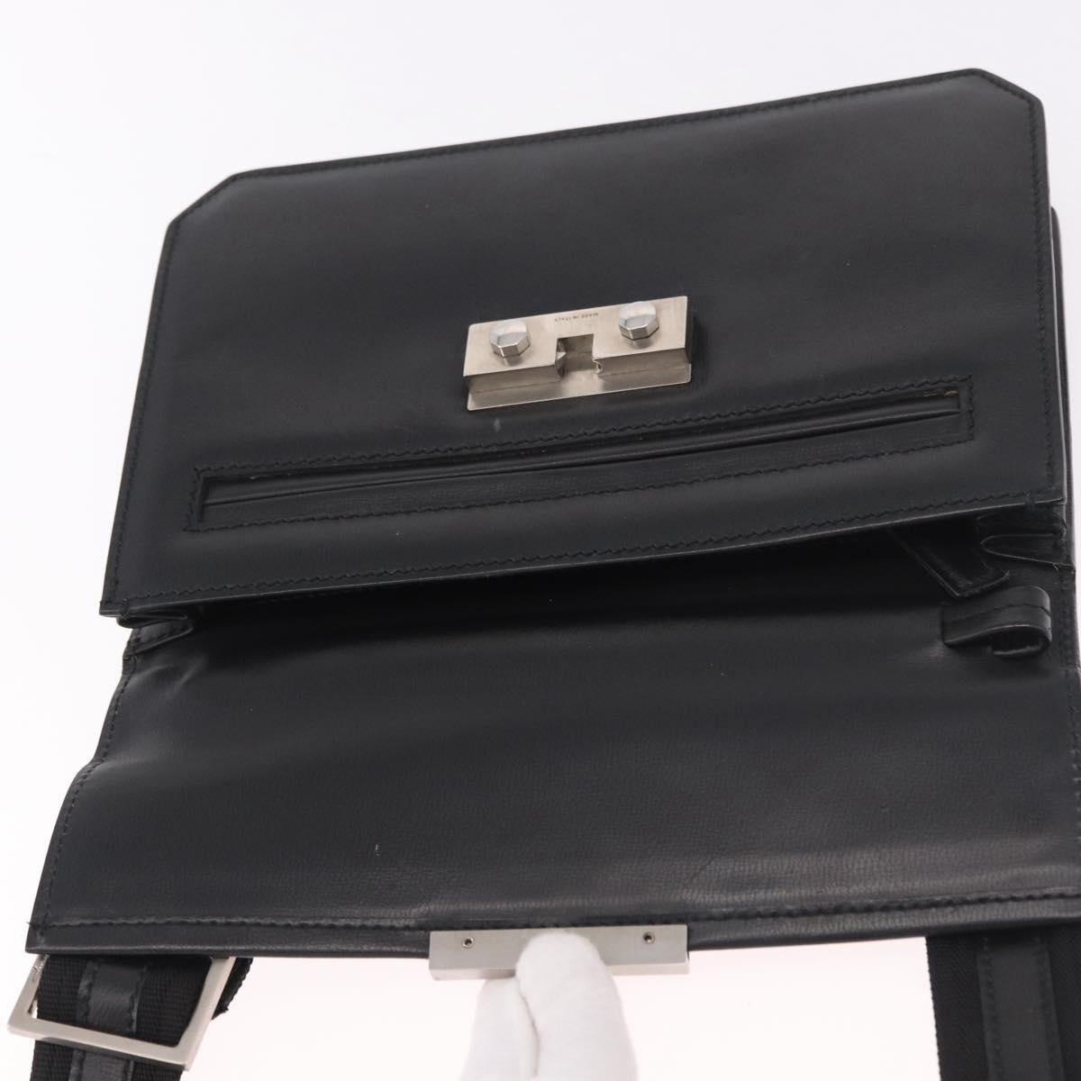 Salvatore Ferragamo Shoulder Bag Leather Black Silver Auth bs35511