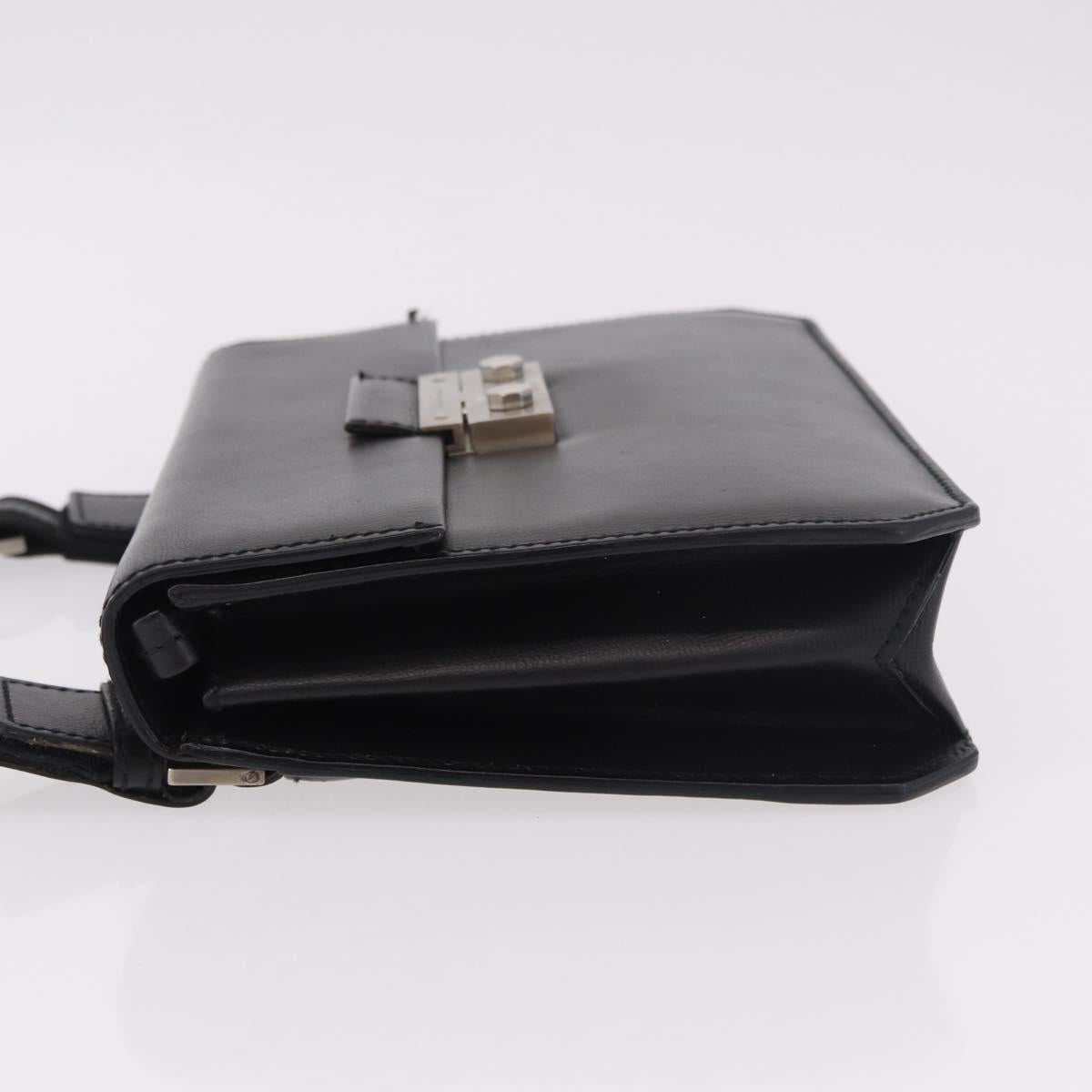 Salvatore Ferragamo Shoulder Bag Leather Black Silver Auth bs35511
