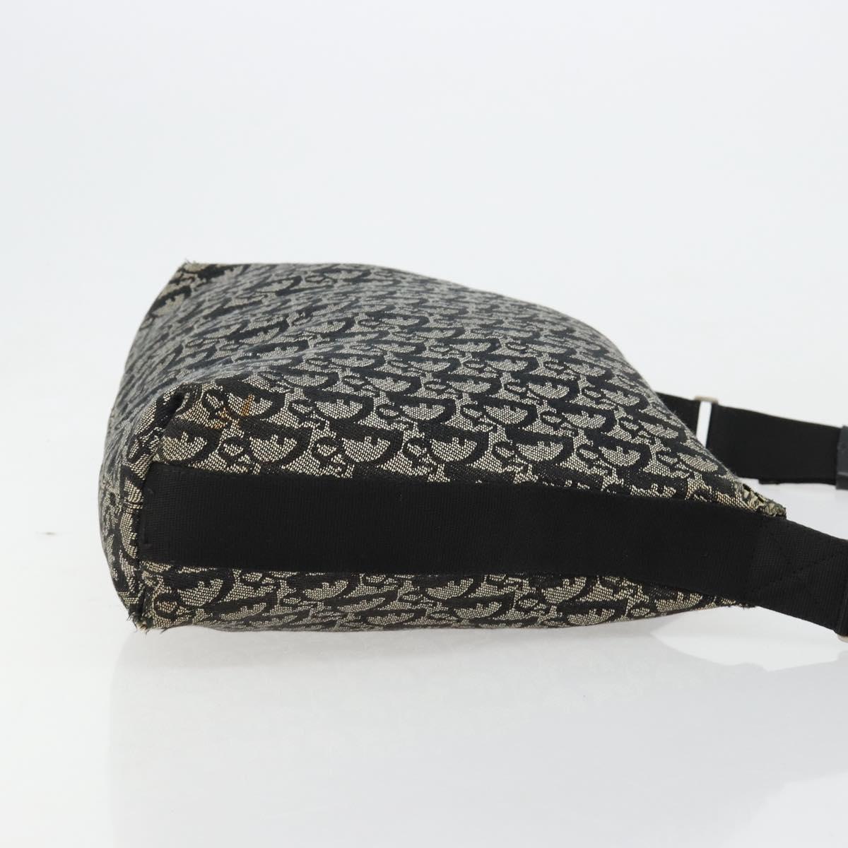 Christian Dior Trotter Canvas Shoulder Bag Black Silver Auth bs35512