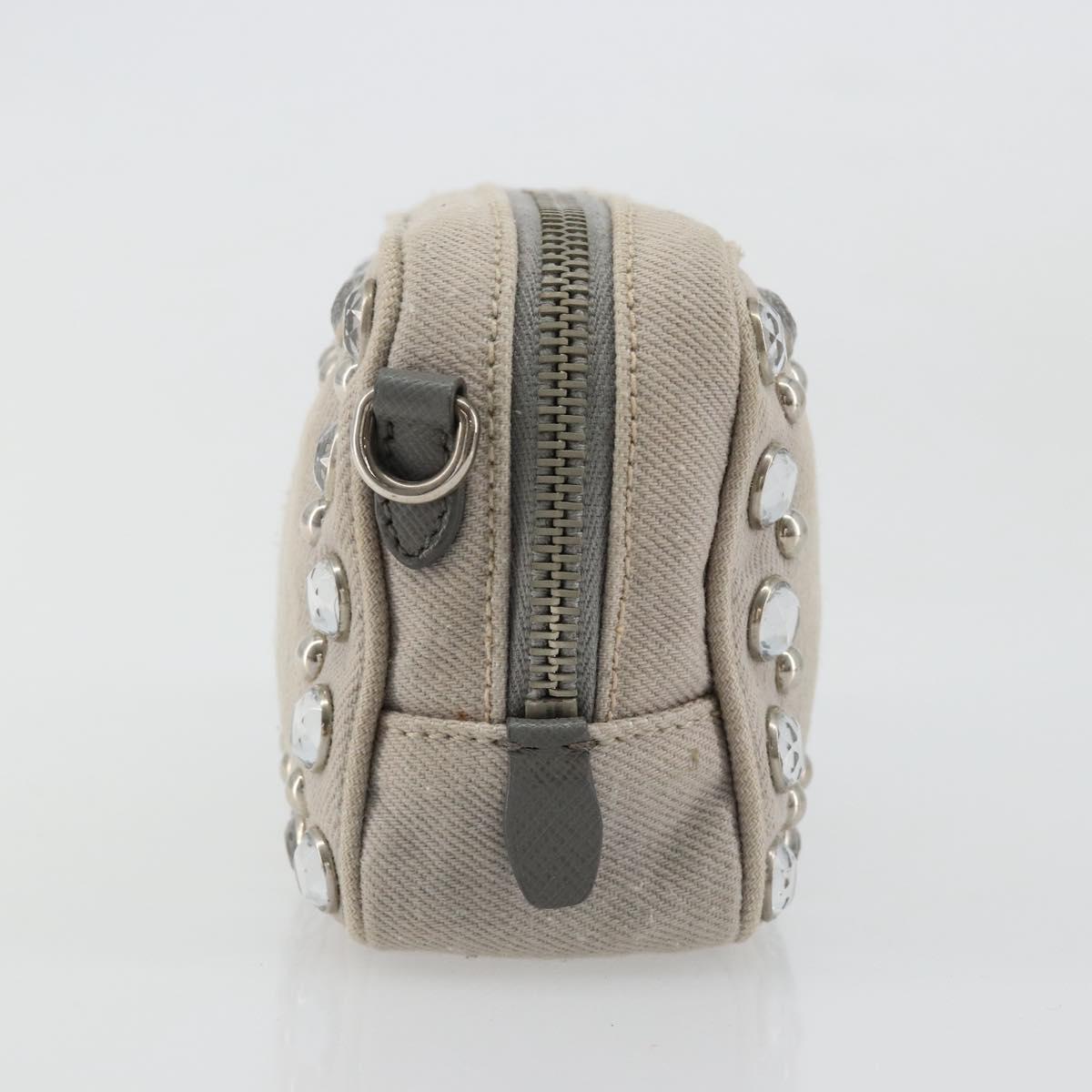 PRADA Pouch Canvas Gray Silver Auth bs35514