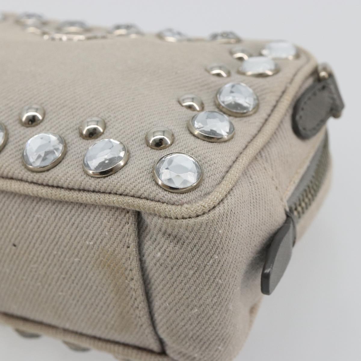 PRADA Pouch Canvas Gray Silver Auth bs35514
