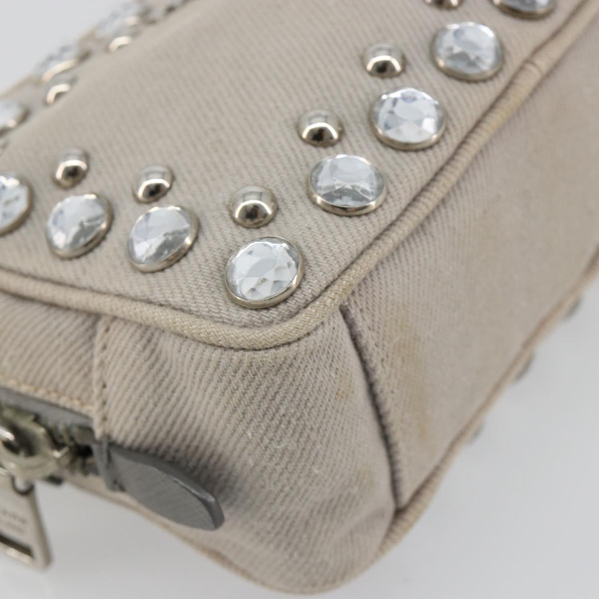 PRADA Pouch Canvas Gray Silver Auth bs35514
