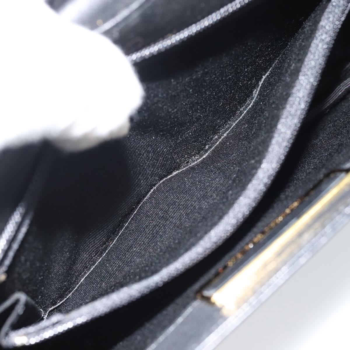 VALENTINO Shoulder Bag Leather Black Gold Auth bs35515