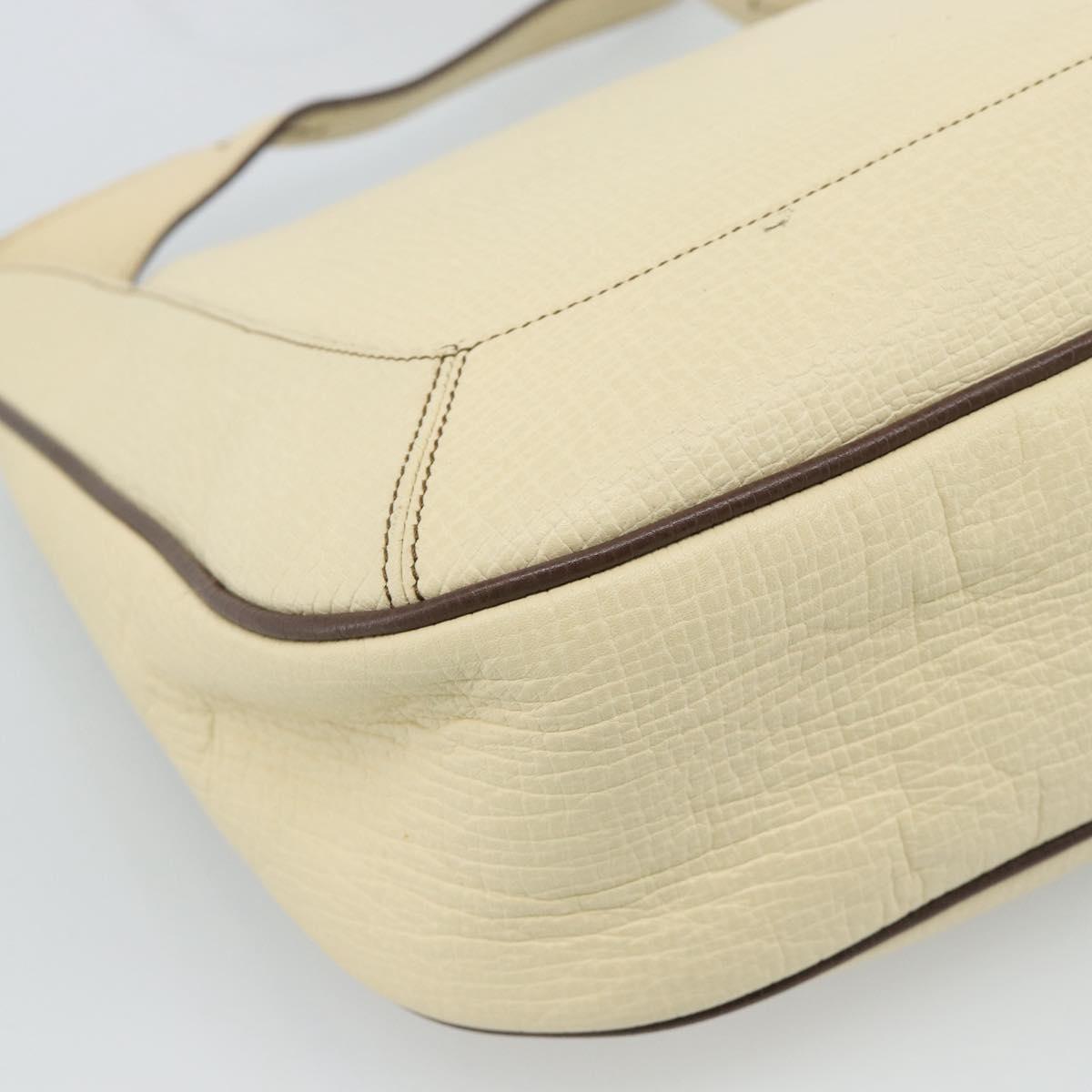 LOEWE Shoulder Bag Leather Ivory Silver Auth bs35516