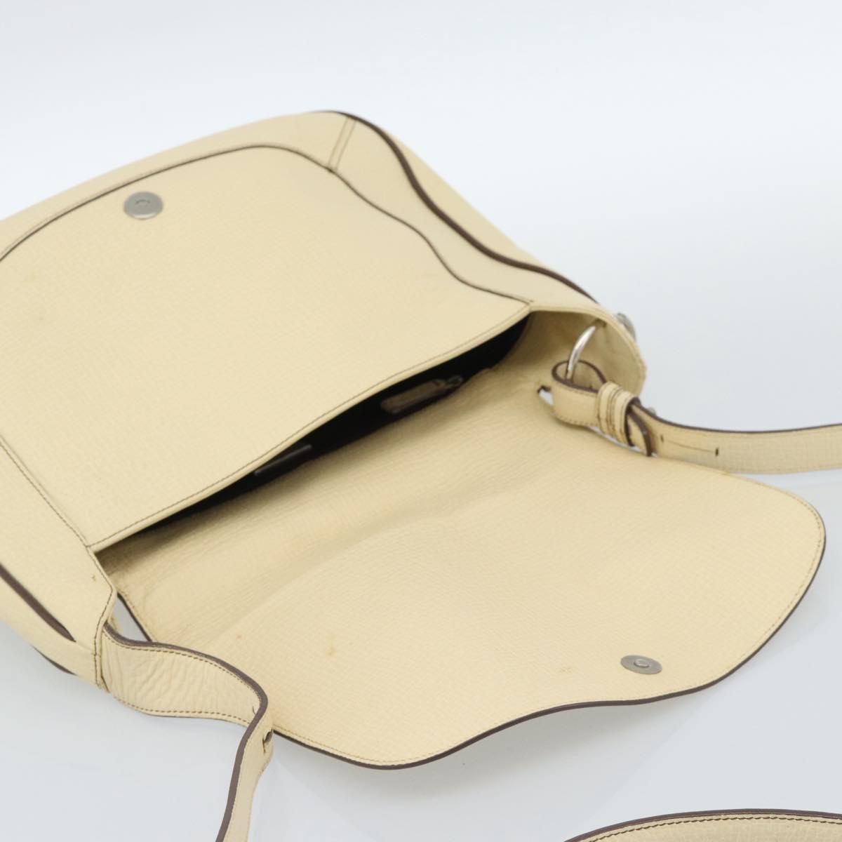 LOEWE Shoulder Bag Leather Ivory Silver Auth bs35516