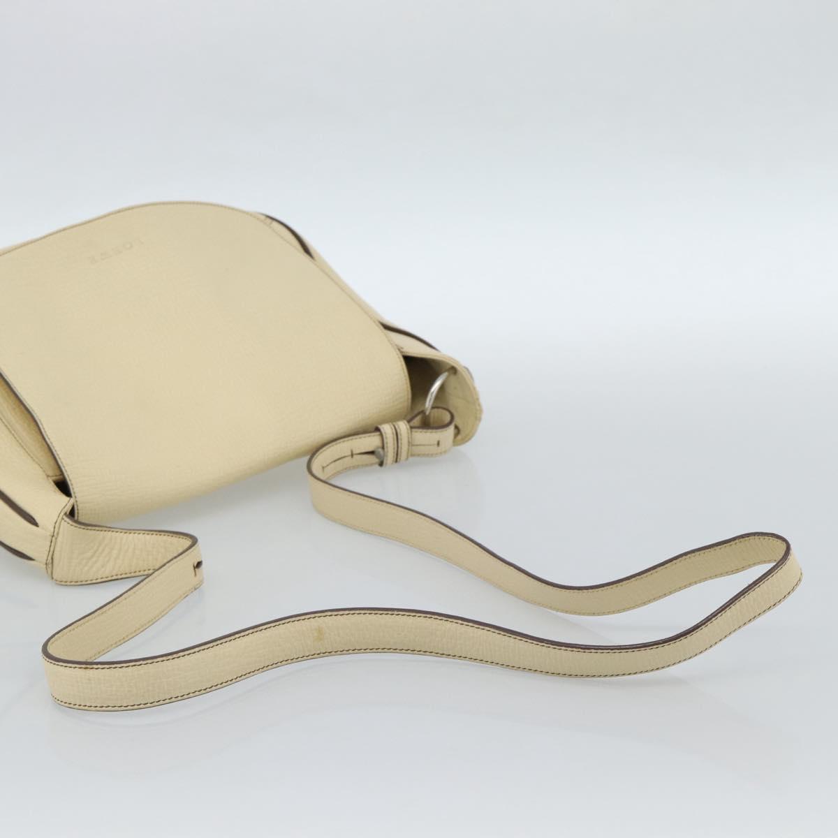 LOEWE Shoulder Bag Leather Ivory Silver Auth bs35516
