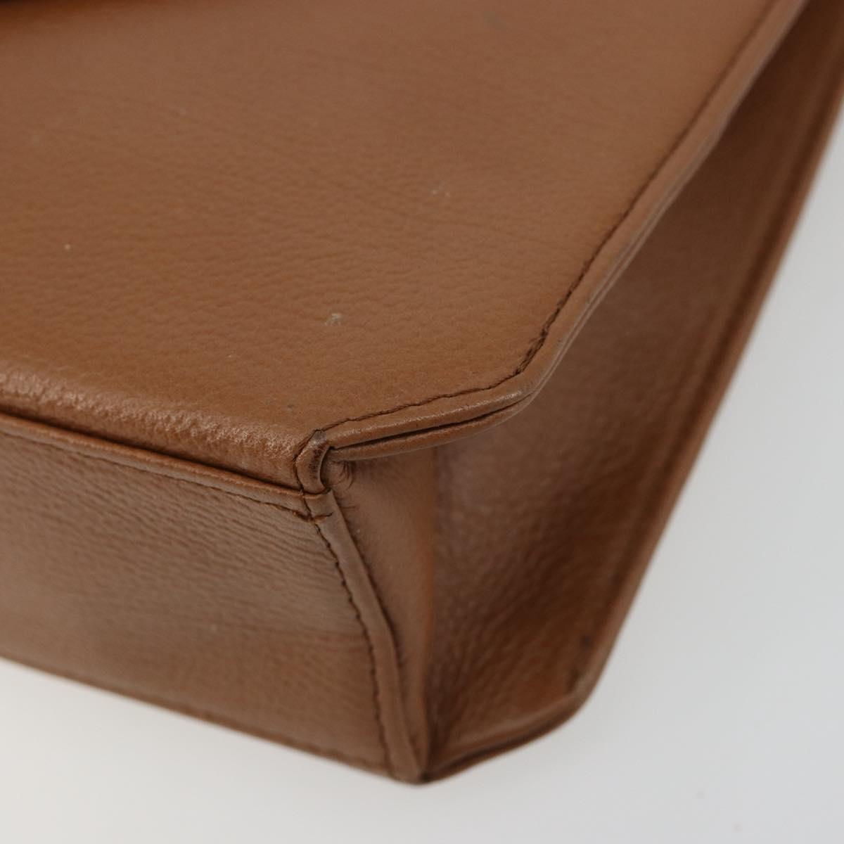 SAINT LAURENT Shoulder Bag Leather Brown Gold Auth bs35517