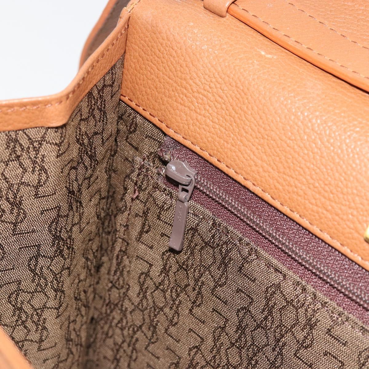SAINT LAURENT Shoulder Bag Leather Brown Gold Auth bs35517