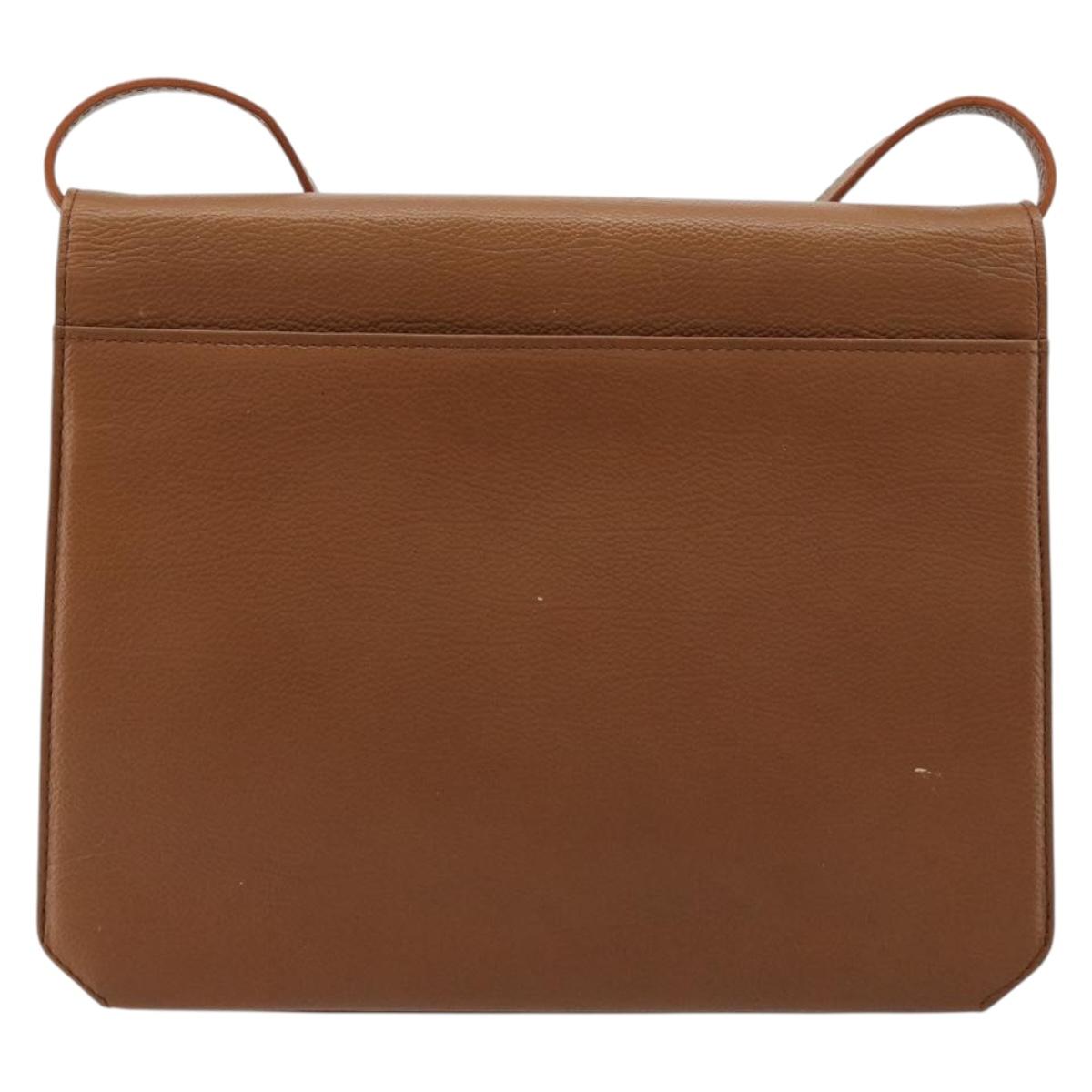 SAINT LAURENT Shoulder Bag Leather Brown Gold Auth bs35517