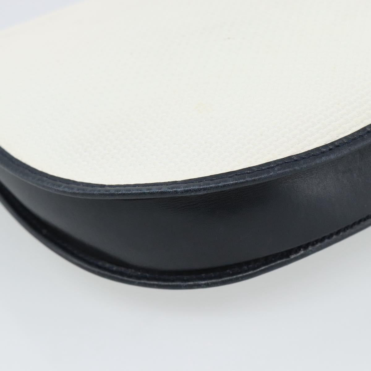SAINT LAURENT Shoulder Bag Coated Canvas White Gold Auth bs35518