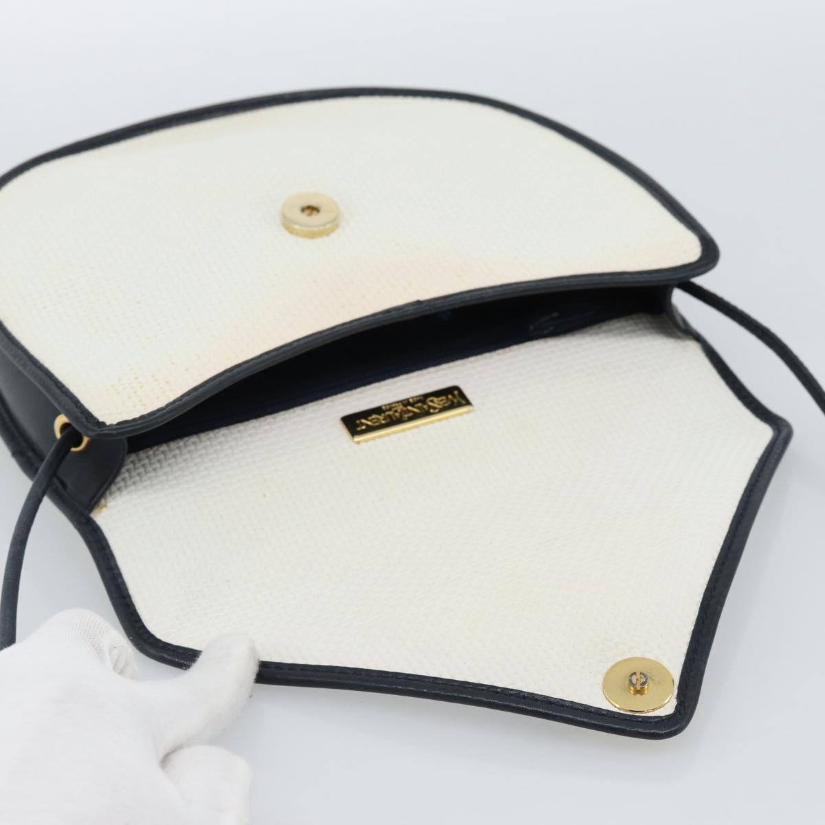SAINT LAURENT Shoulder Bag Coated Canvas White Gold Auth bs35518