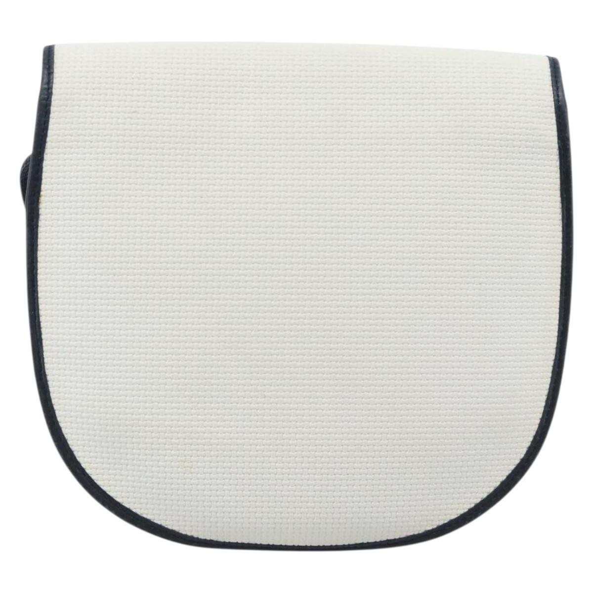 SAINT LAURENT Shoulder Bag Coated Canvas White Gold Auth bs35518
