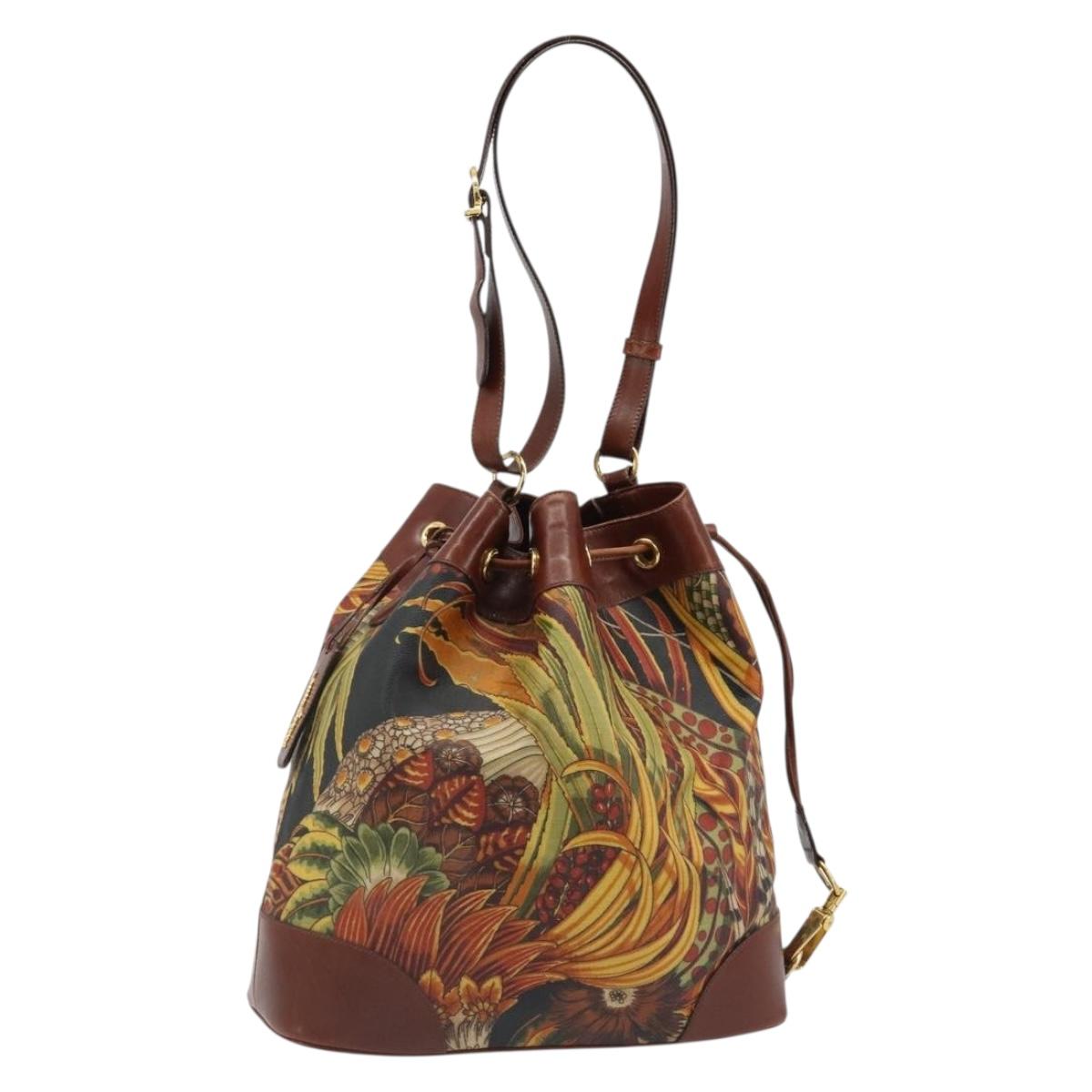 Salvatore Ferragamo Purse Shoulder Bag PVC Leather Brown Gold Auth bs35519A