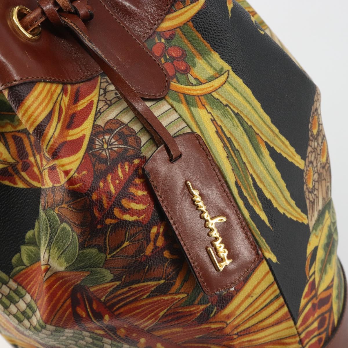 Salvatore Ferragamo Purse Shoulder Bag PVC Leather Brown Gold Auth bs35519A