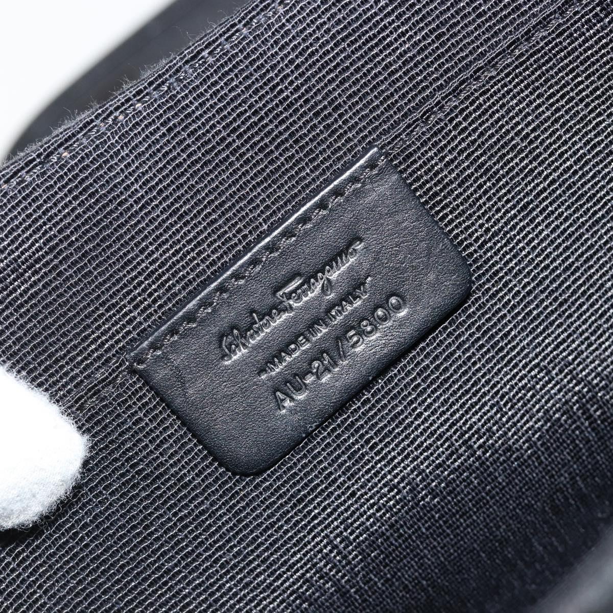 Salvatore Ferragamo Gancini Shoulder Bag Canvas Black Silver Auth bs35520
