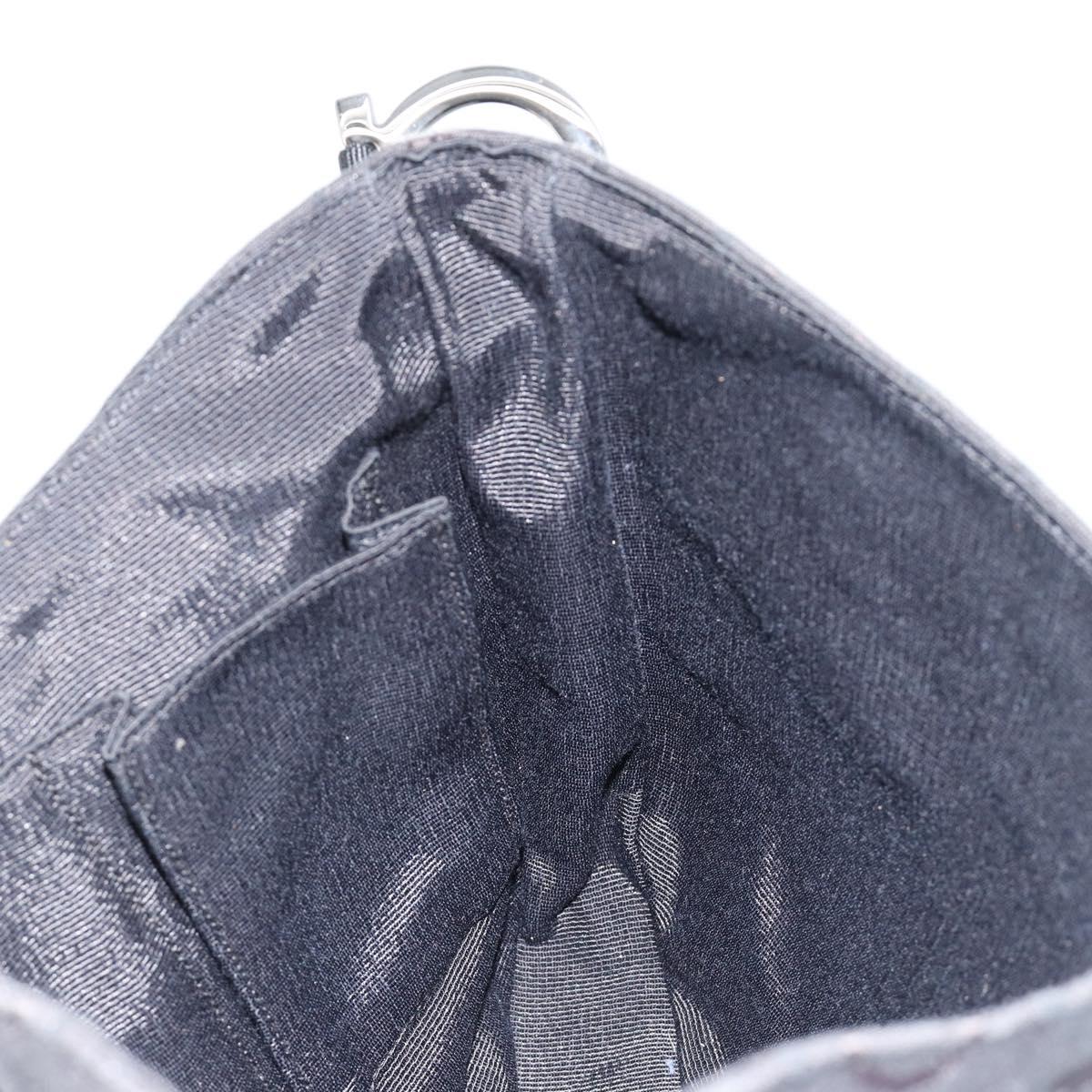 Salvatore Ferragamo Gancini Shoulder Bag Canvas Black Silver Auth bs35520