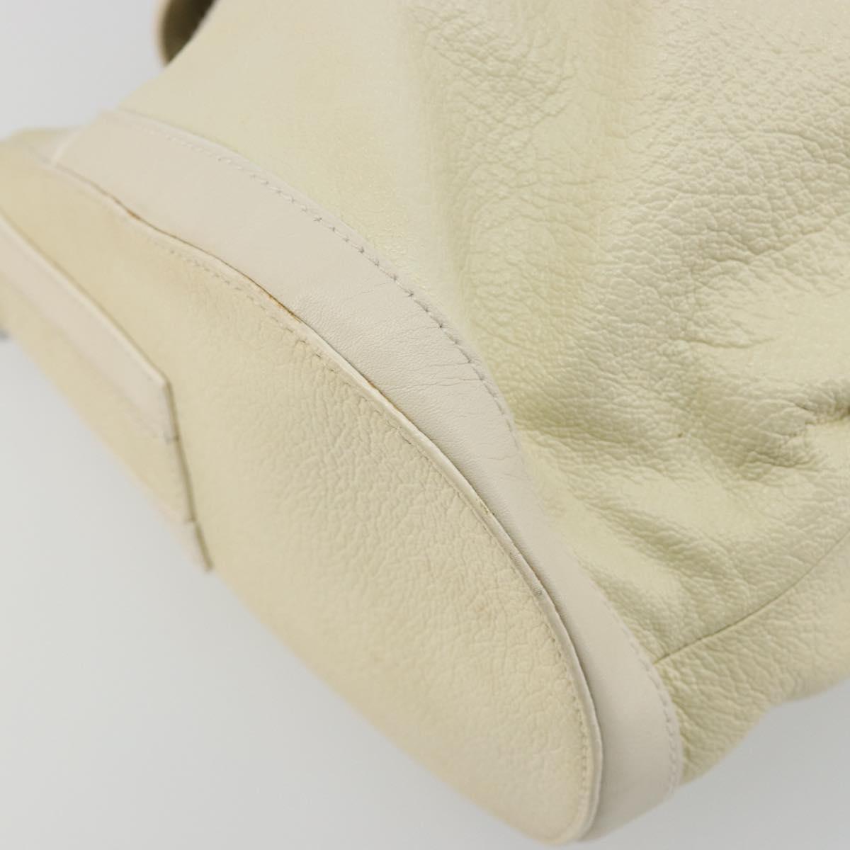BVLGARI Shoulder Bag Leather Ivory Silver Auth bs35521