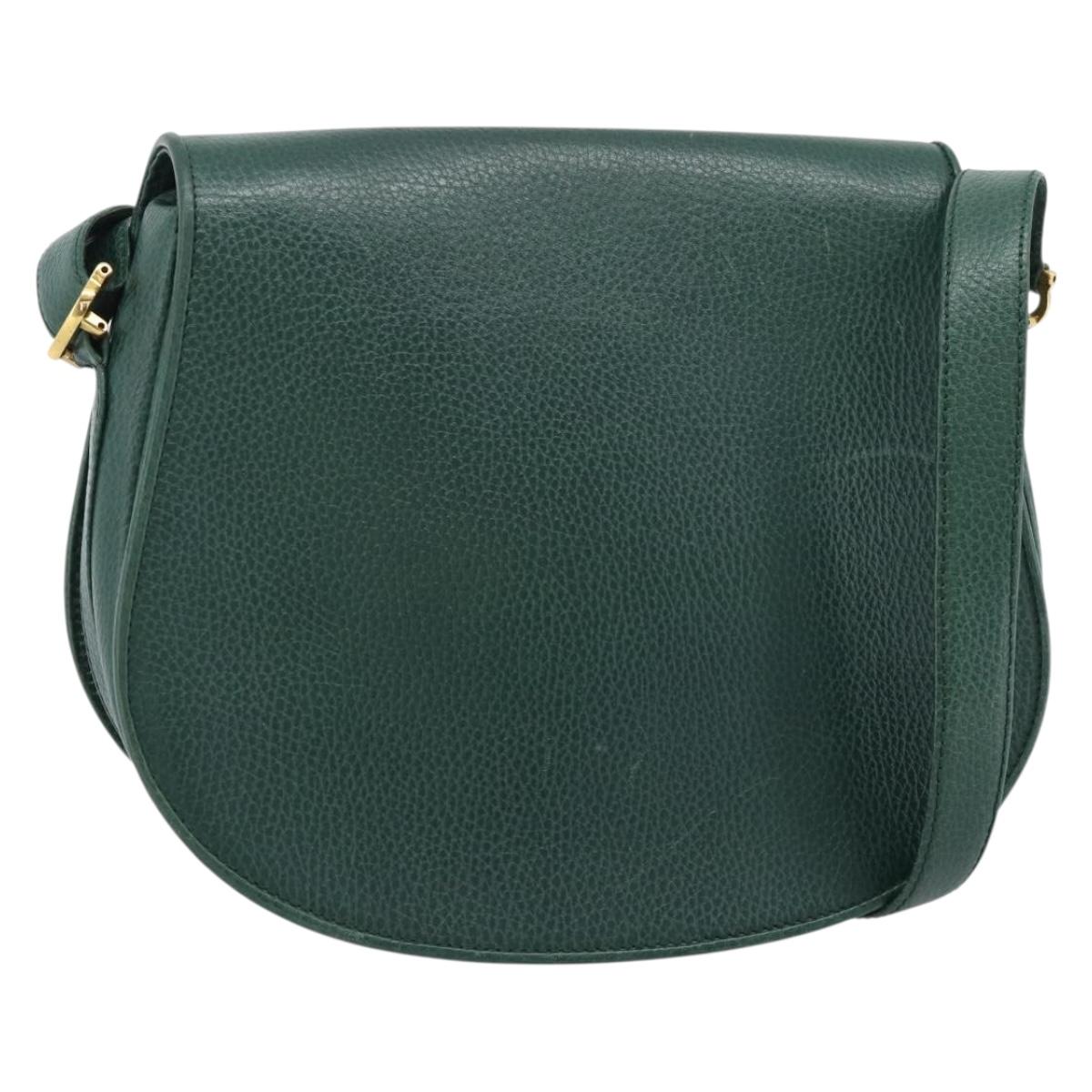 CARTIER Must Line Shoulder Bag Leather Green Gold Auth bs35522