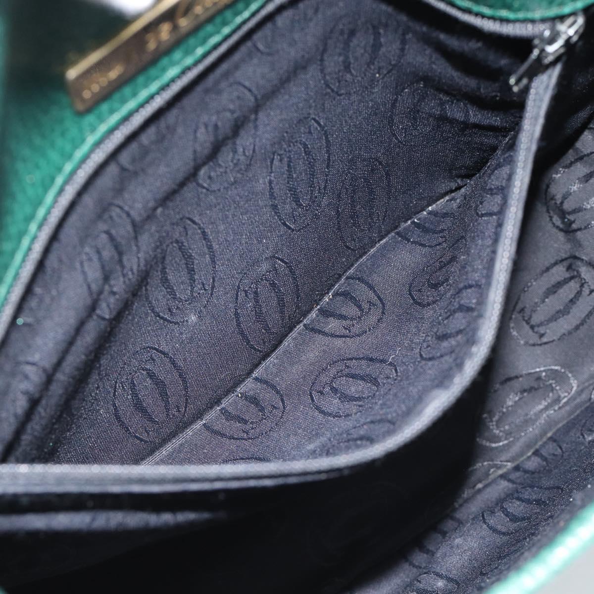 CARTIER Must Line Shoulder Bag Leather Green Gold Auth bs35522
