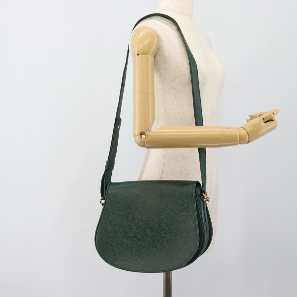 CARTIER Must Line Shoulder Bag Leather Green Gold Auth bs35522