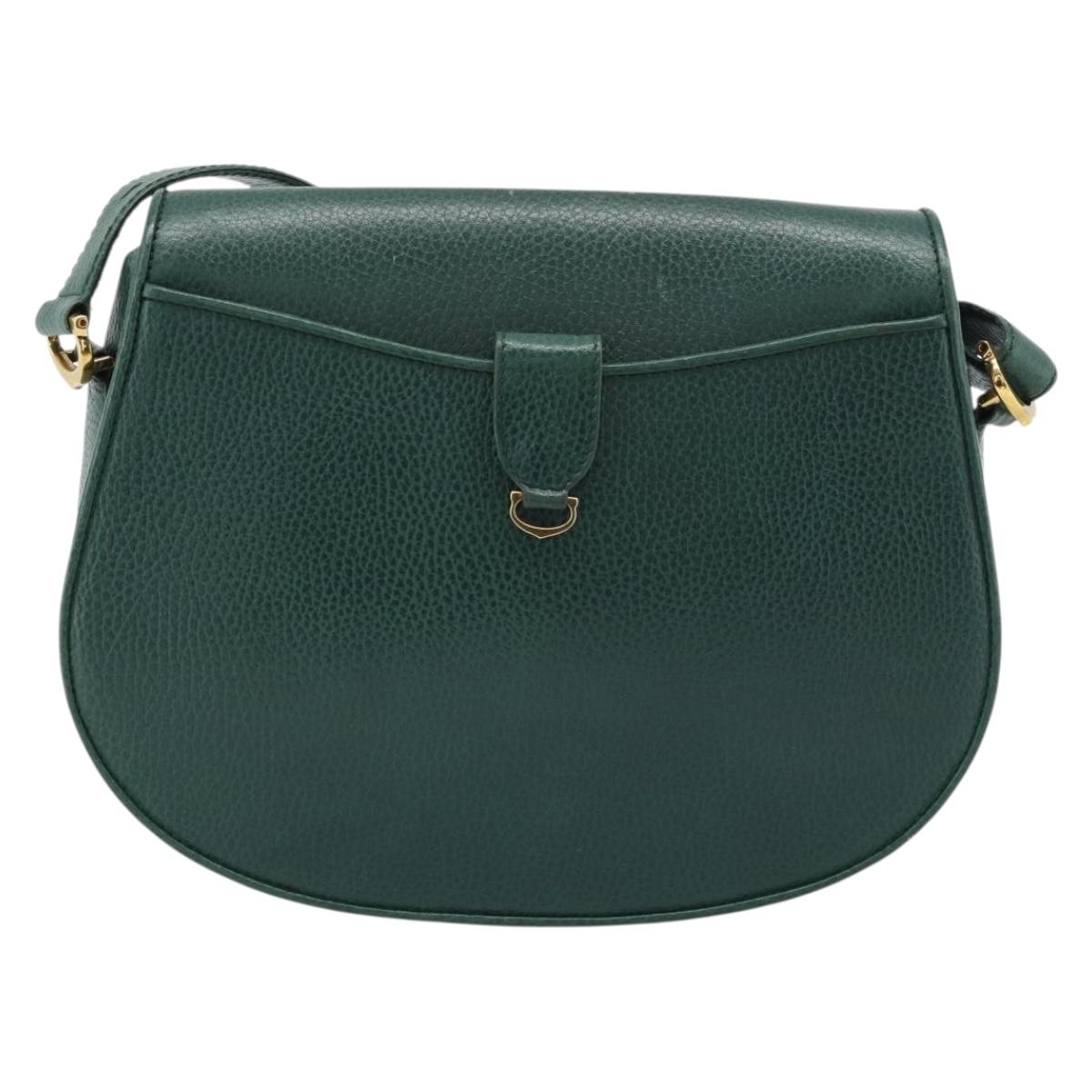 CARTIER Must Line Shoulder Bag Leather Green Gold Auth bs35522