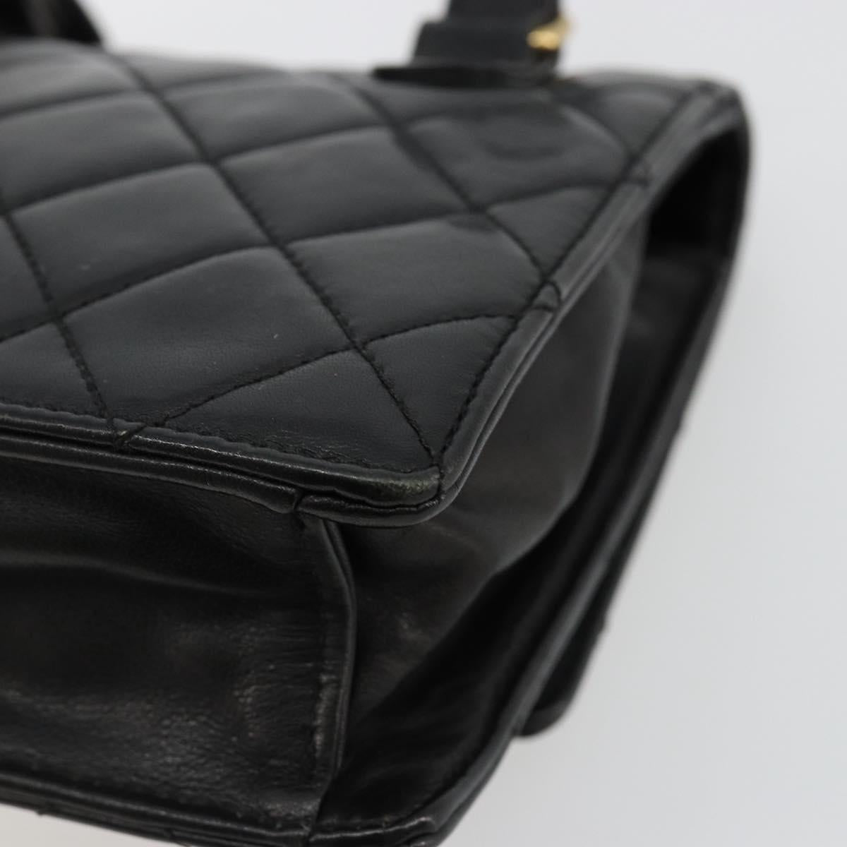 CHANEL Matelasse Waist Bag Lamb Skin Black Gold CC Auth bs35524