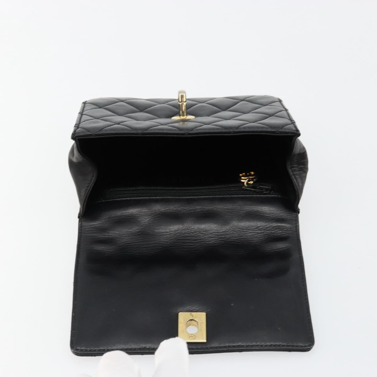 CHANEL Matelasse Waist Bag Lamb Skin Black Gold CC Auth bs35524
