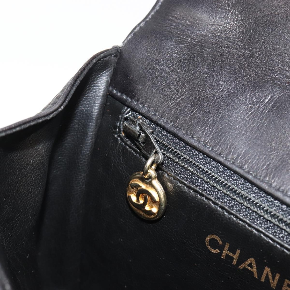 CHANEL Matelasse Waist Bag Lamb Skin Black Gold CC Auth bs35524