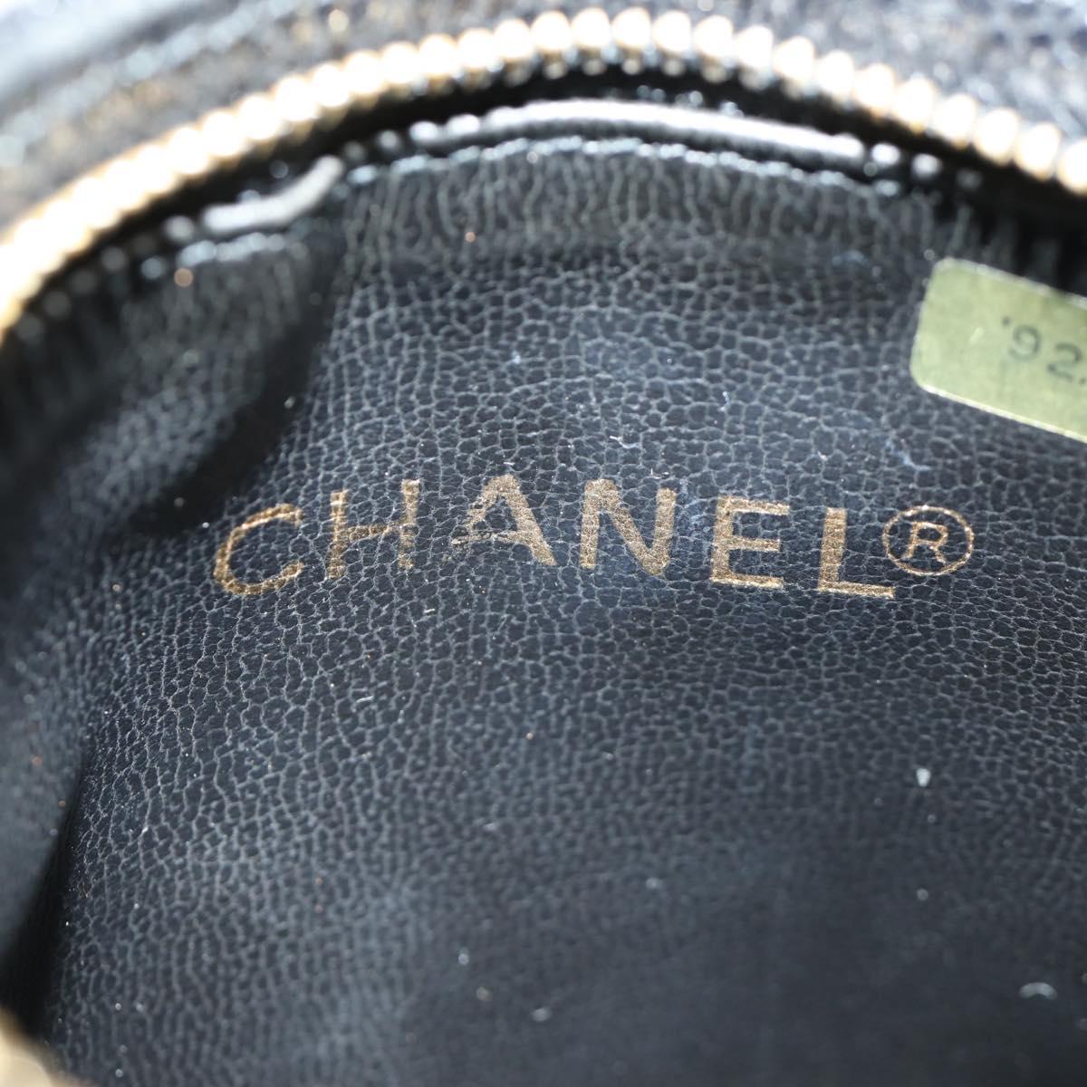 CHANEL Waist Bag Caviar Skin Black Gold CC Auth bs35525V