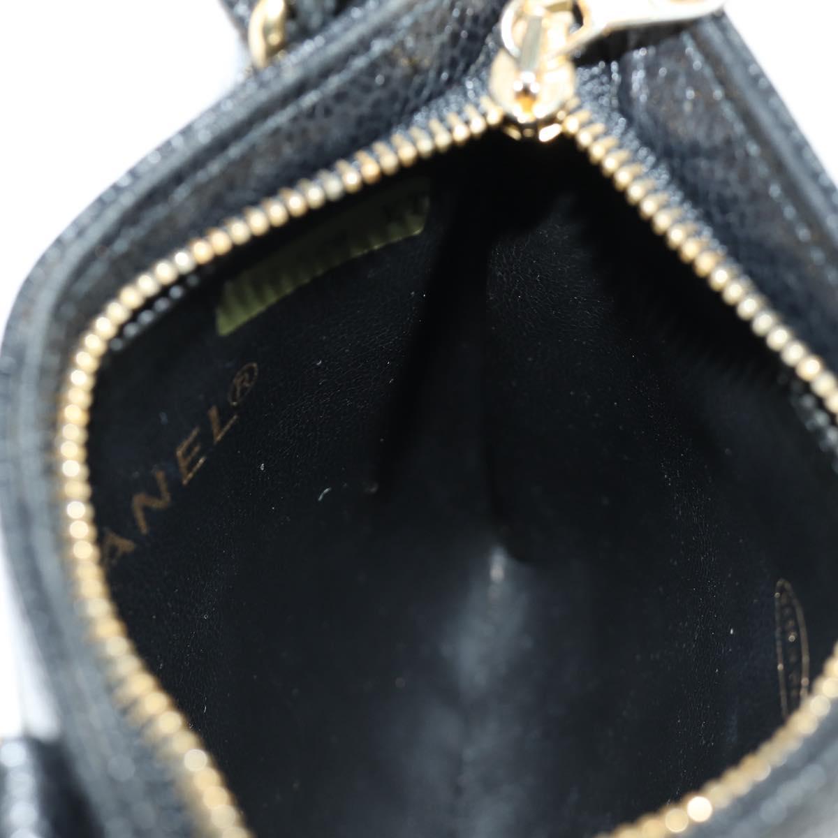 CHANEL Waist Bag Caviar Skin Black Gold CC Auth bs35525V