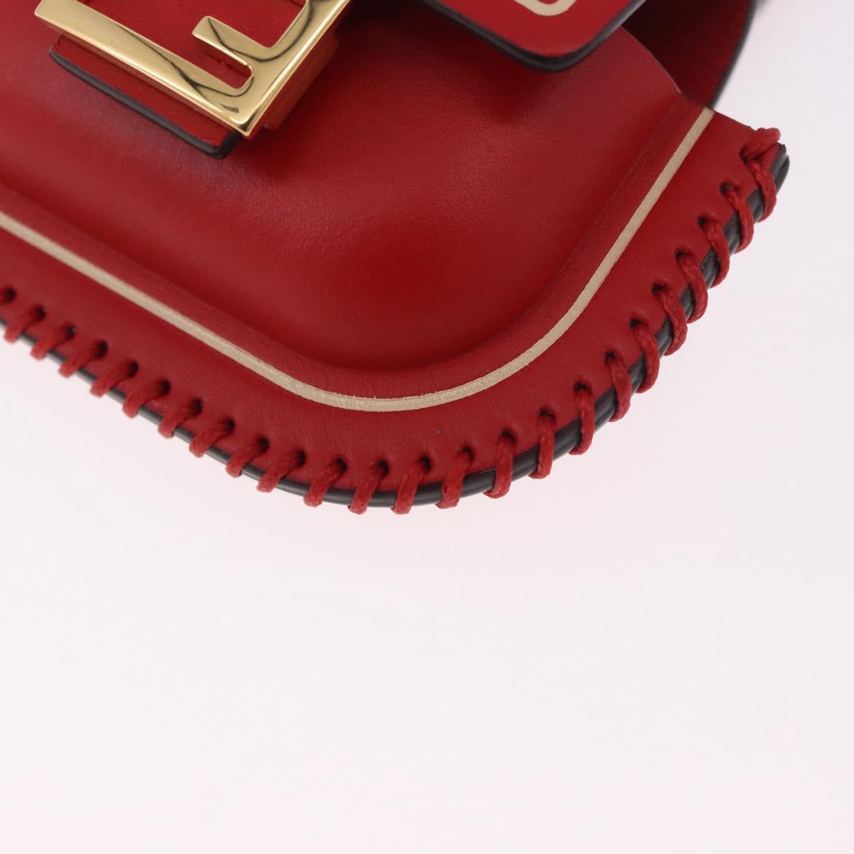 FENDI Airpods Case Mamma Baguette Earphone Case Leather Red Gold Auth bs35526V