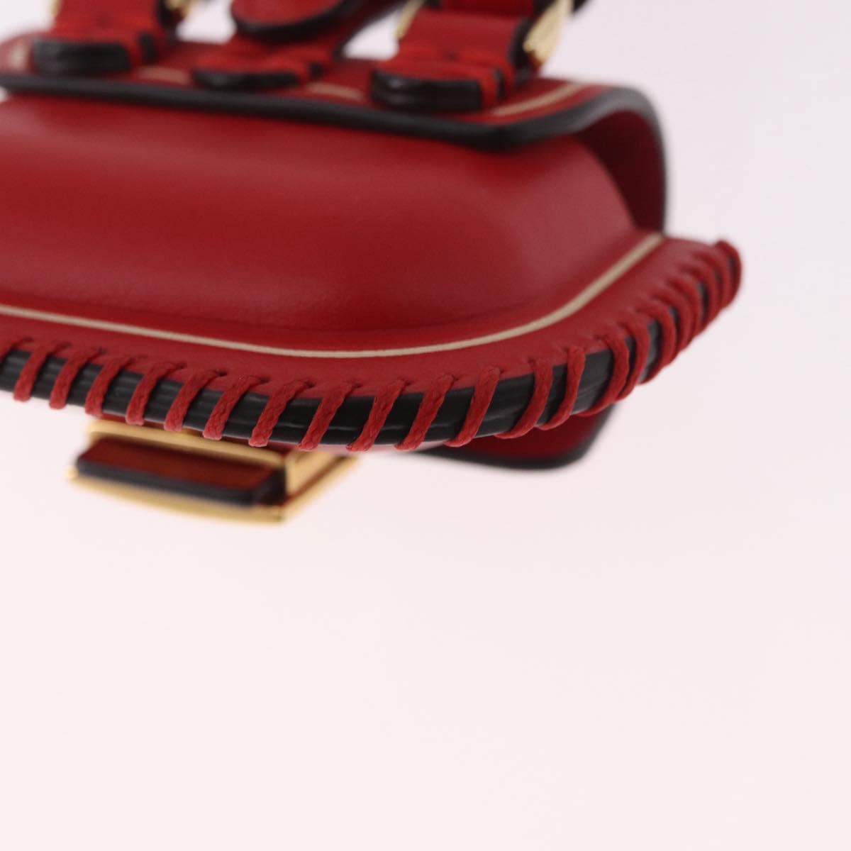FENDI Airpods Case Mamma Baguette Earphone Case Leather Red Gold Auth bs35526V