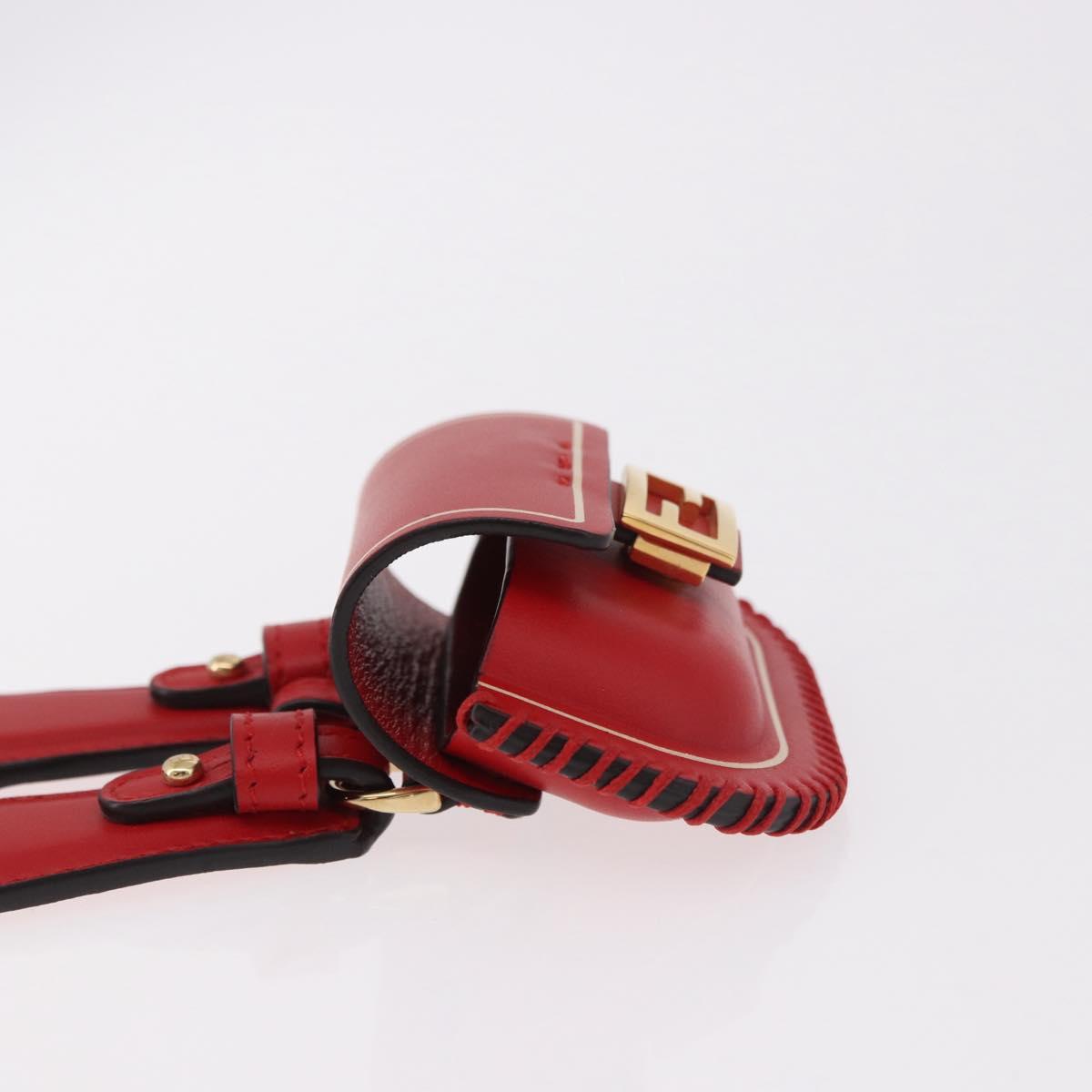FENDI Airpods Case Mamma Baguette Earphone Case Leather Red Gold Auth bs35526V