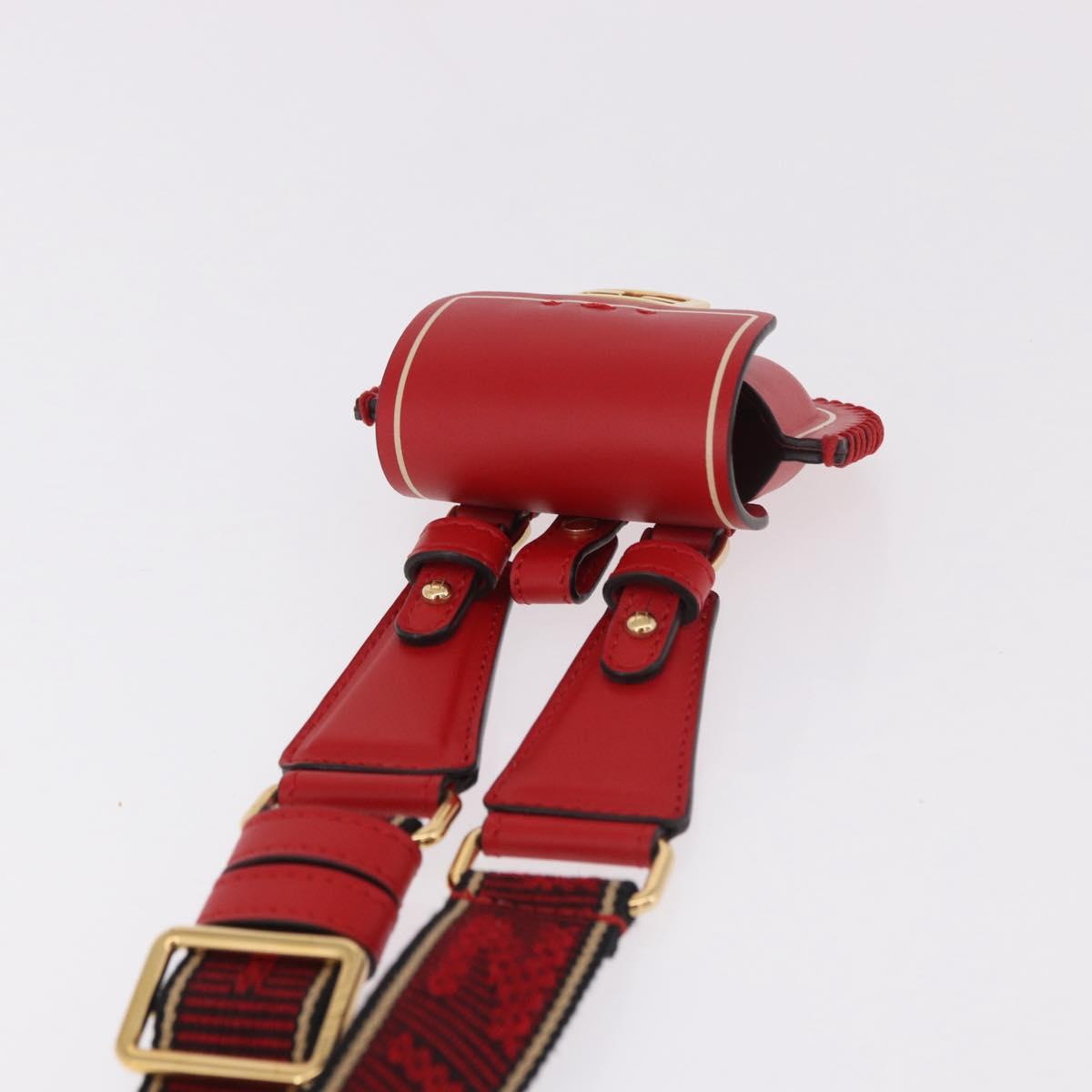 FENDI Airpods Case Mamma Baguette Earphone Case Leather Red Gold Auth bs35526V