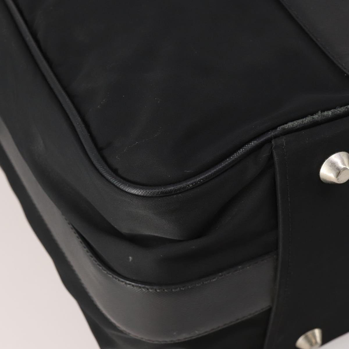 PRADA Boston Bag Nylon Black Silver Auth bs35527
