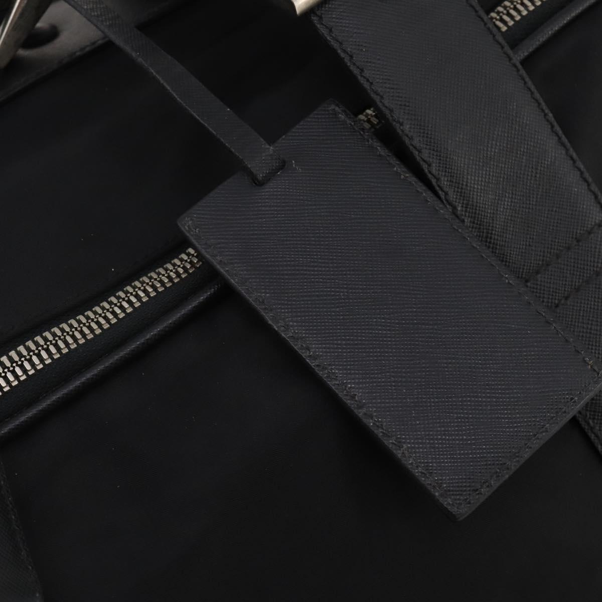 PRADA Boston Bag Nylon Black Silver Auth bs35527