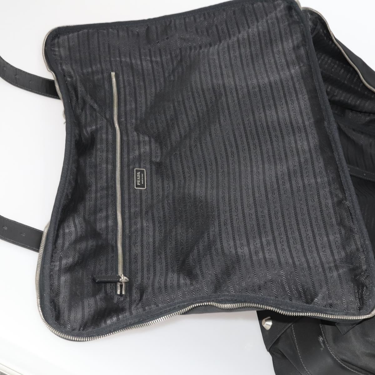 PRADA Boston Bag Nylon Black Silver Auth bs35527