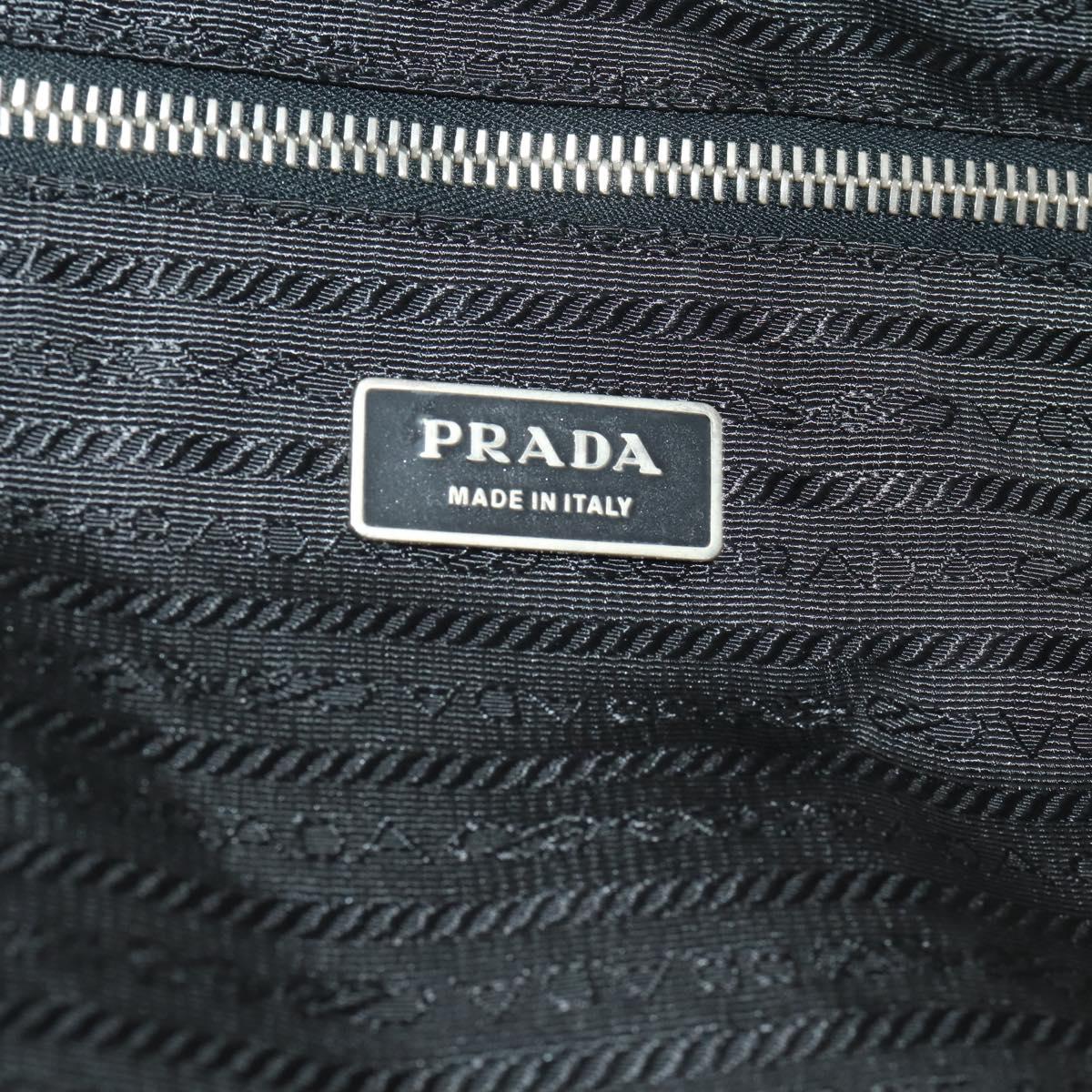 PRADA Boston Bag Nylon Black Silver Auth bs35527