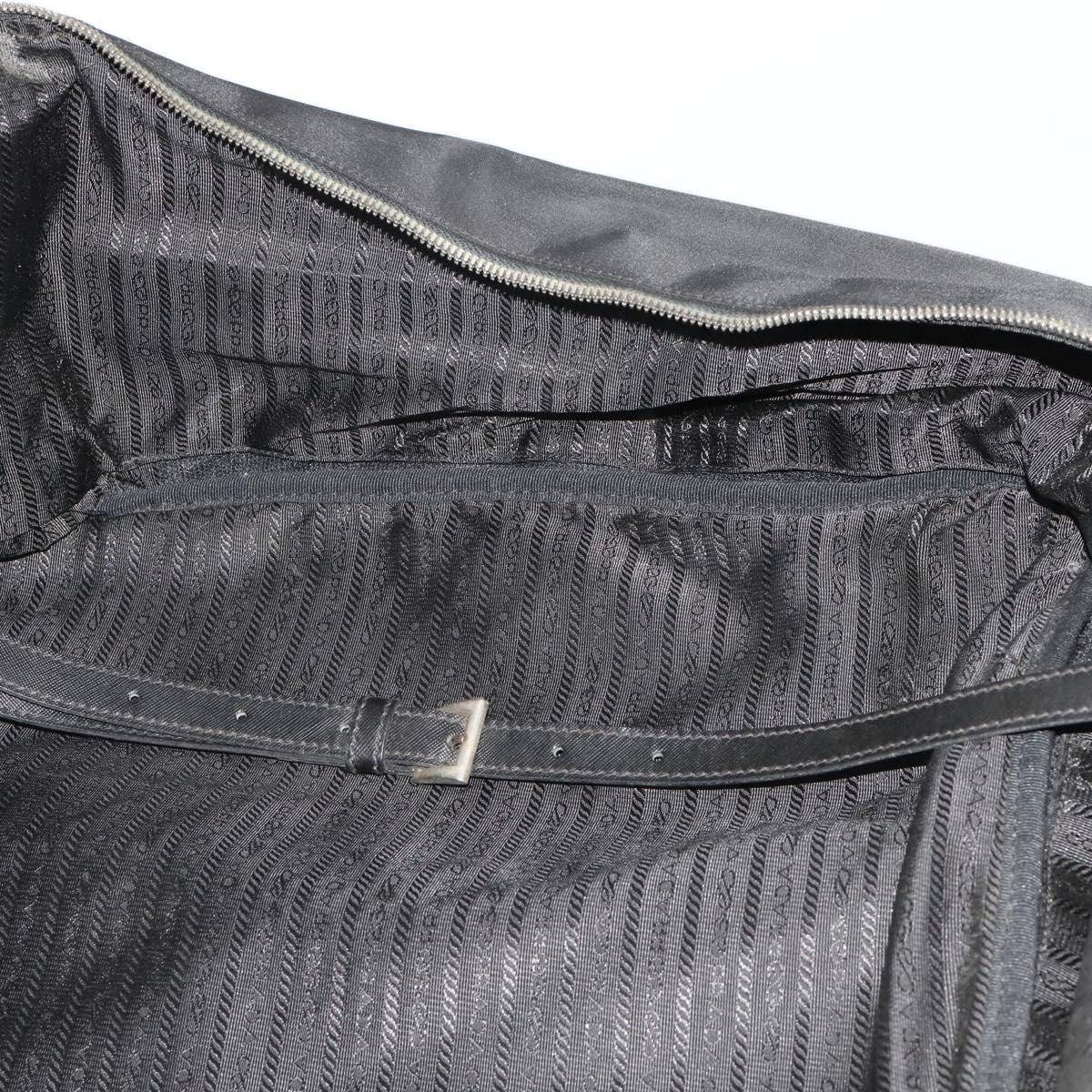 PRADA Boston Bag Nylon Black Silver Auth bs35527